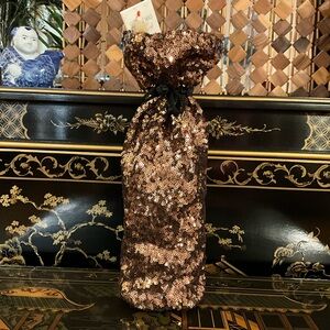 NWT$58 Johnny Was Gold Holiday Sequin Wine Tote